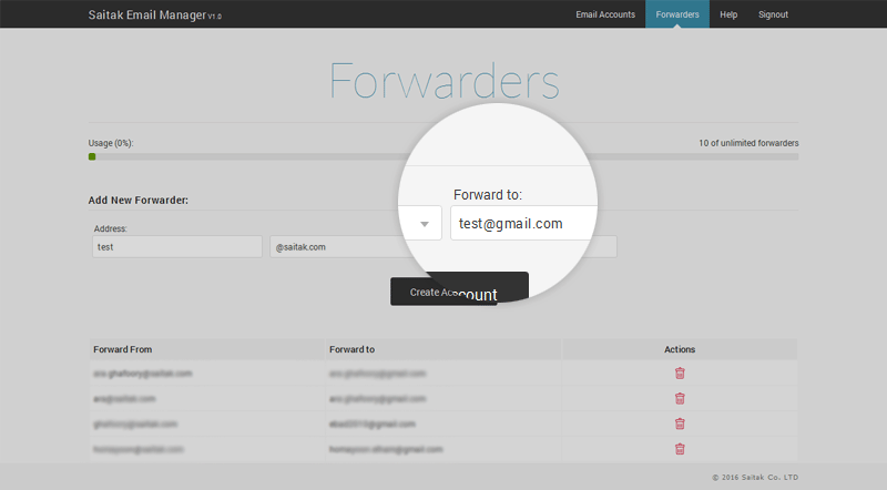 در صفحهی باز شده، در بخش Forward to آدرس حساب کاربری جیمیل خود را به صورت کامل وارد کنید مانند test@gmail.com و بر روی دگمه Add Forwarder کلیک کنید.